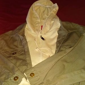 Women's olive green and cream crop jacket